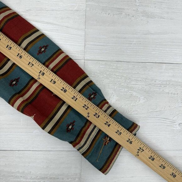 Ryan Michael Tunic Shirt Dress Women L Aztec Blanket Stripe Western Linen Blend - Picture 11 of 14